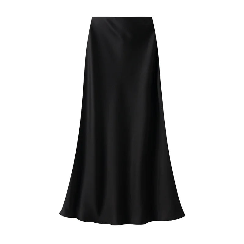 Temperament Elegant Satin Fishtail Skirt Mujer Faldas Vintage Maxi Skirts Women Party Wear Vestido De Festa Fashion Clothes