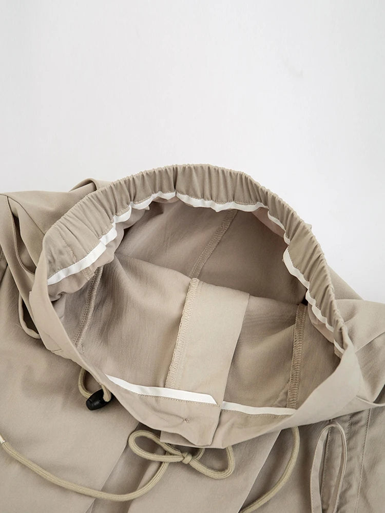 Women's Korean Style Cargo Pants 2025 Spring Autumn - High Waisted Quick Dry Wide Leg Pants with Bow Drawstring