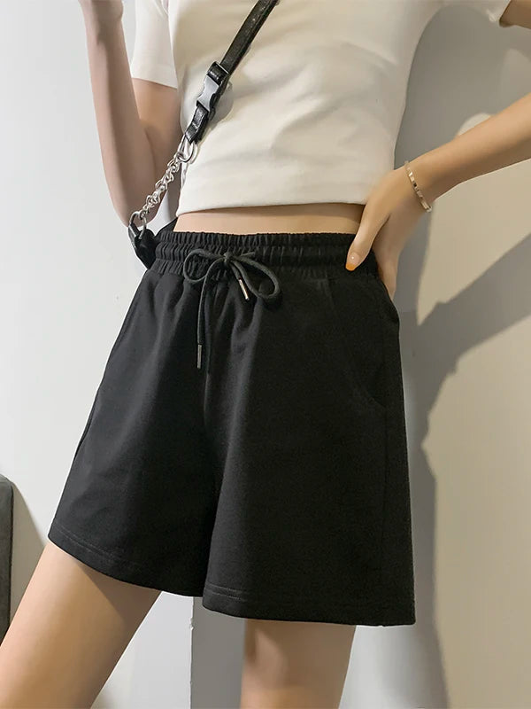 2025 Summer White Shorts Women's Summer Loose Outer Wear Trend Pure Cotton Casual Sports Hot Pants