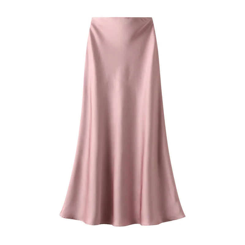 Temperament Elegant Satin Fishtail Skirt Mujer Faldas Vintage Maxi Skirts Women Party Wear Vestido De Festa Fashion Clothes