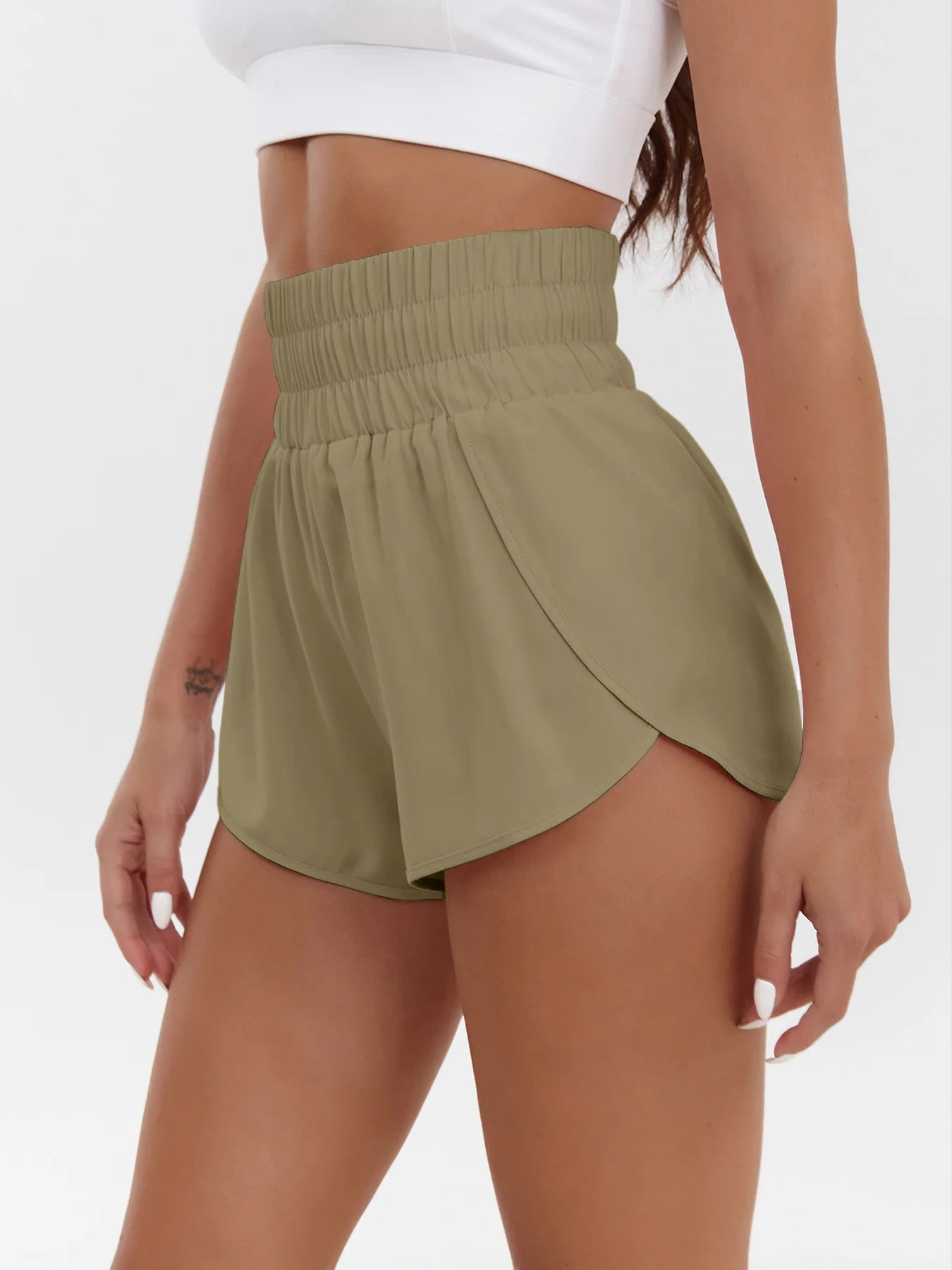 2025 New European and American Women's Shorts High Waist Elastic Loose Quick-drying Sports Casual Shorts Breathable Pants