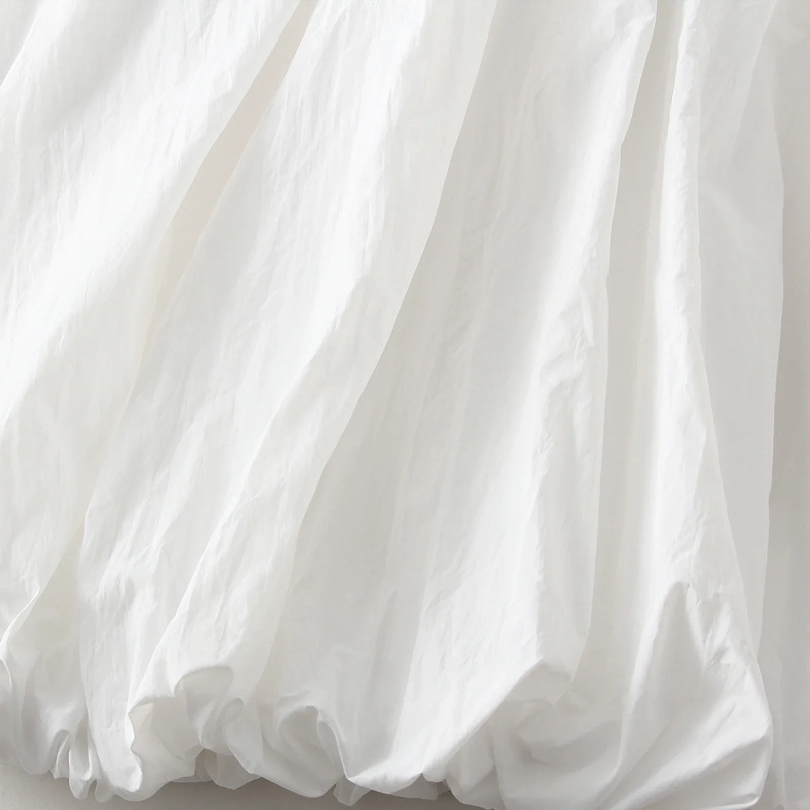 Combhasaki Women's Elegant Elastic High Waist Solid Color A-Line Pleated Puffball Hem Casual Flowy Balloon Bud Midi Skirts