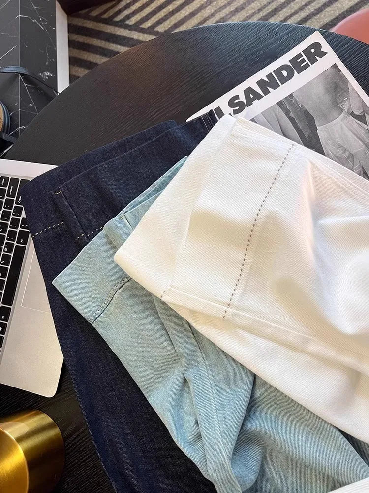 Women's Plus Size Straight-Leg Jeans Autumn Slimming Bell Bottoms 2025 New Arrival Trendy Pants Nine-Point Length