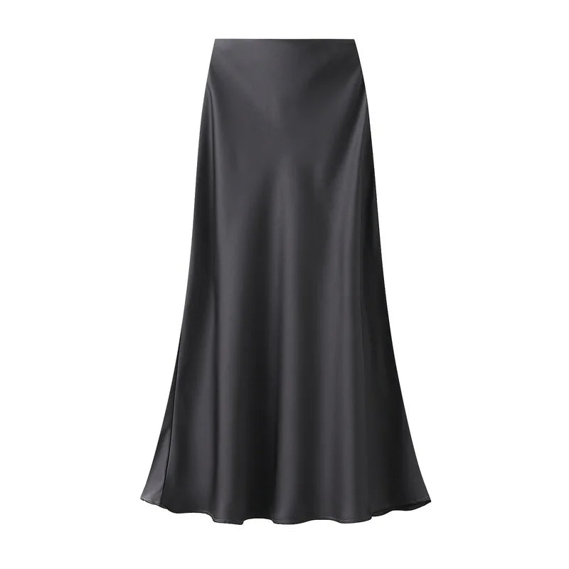 Temperament Elegant Satin Fishtail Skirt Mujer Faldas Vintage Maxi Skirts Women Party Wear Vestido De Festa Fashion Clothes