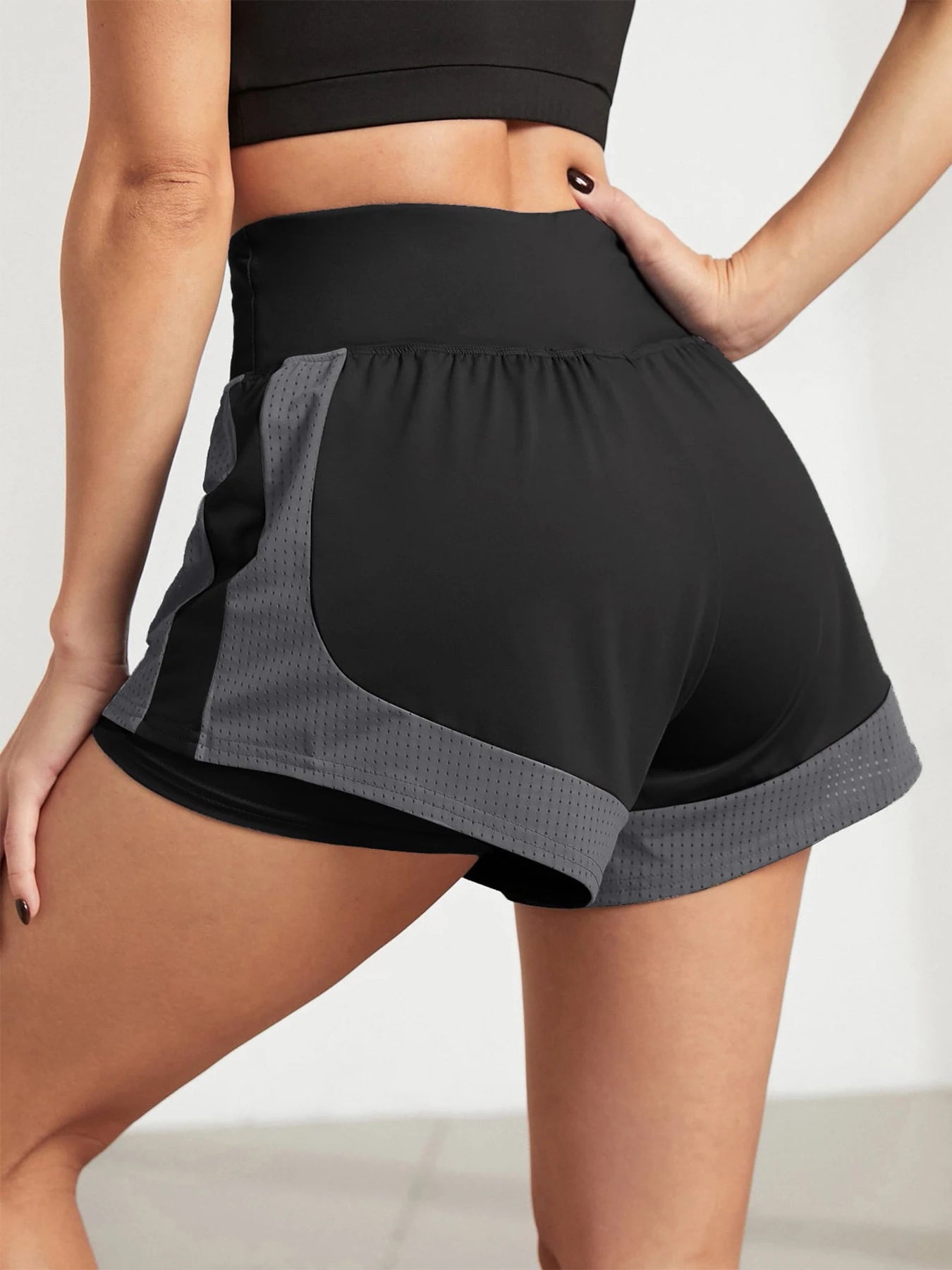 Women's loose sports shorts for running, anti-exposure, quick-dry, outer wear, fake two-piece yoga hot pants