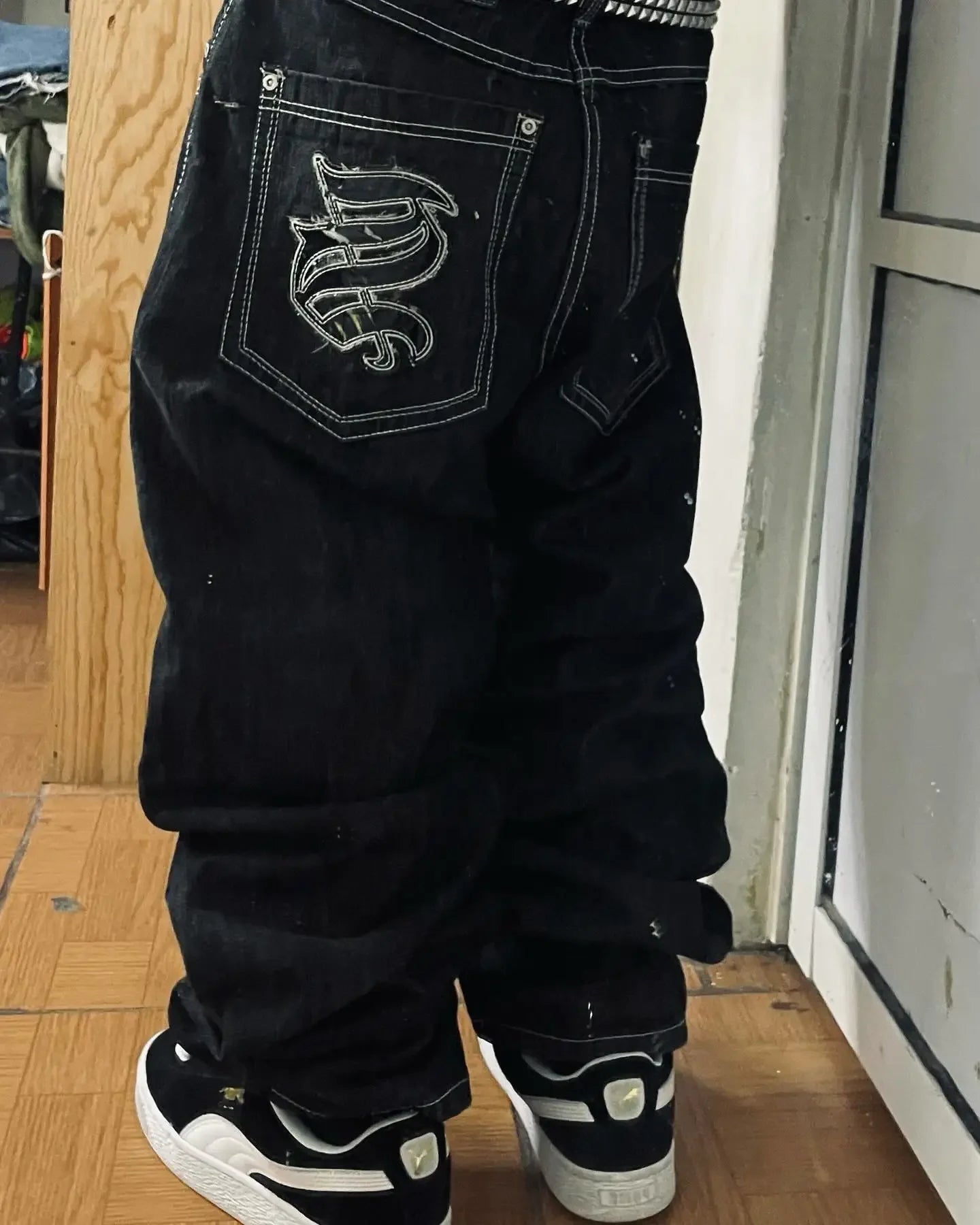 Joker Y2K Hip-Hop Retro Jeans Female Korean Casual Wide-Leg Pants Loose Fit Stitching Fashion Essential Overalls