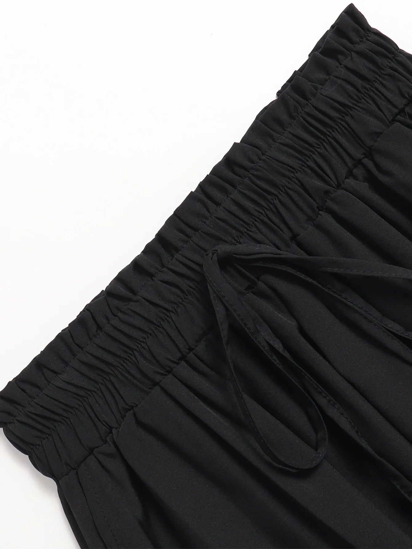 Women's Black High Waist Drawstring Maxi Skirt | A-Line Flowy Loose Fit Skirt | Casual Office Daily Wear Skirt