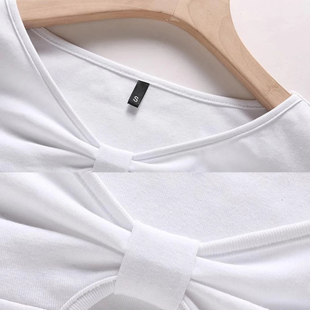 Korean version pure cotton short sleeved t-shirt women's summer new high-end fashion plus size slim fit casual T-shirt V-neck to