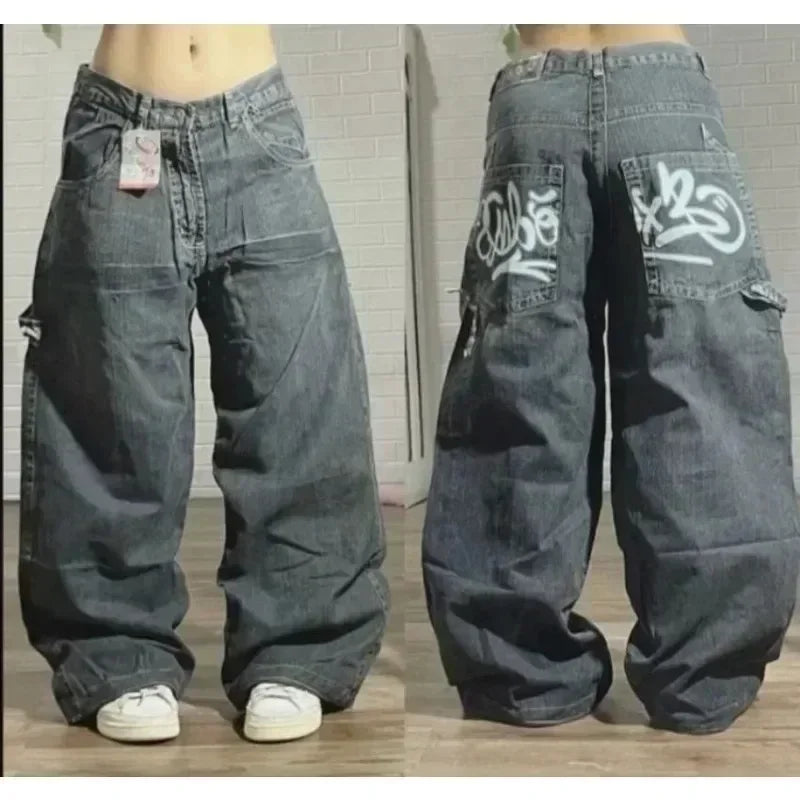 New Retro wash Southpole Jeans Loose Jeans Men's and Women's Y2K Harajuku Gothic Hip Hop Skateboard Pants Streetwear women