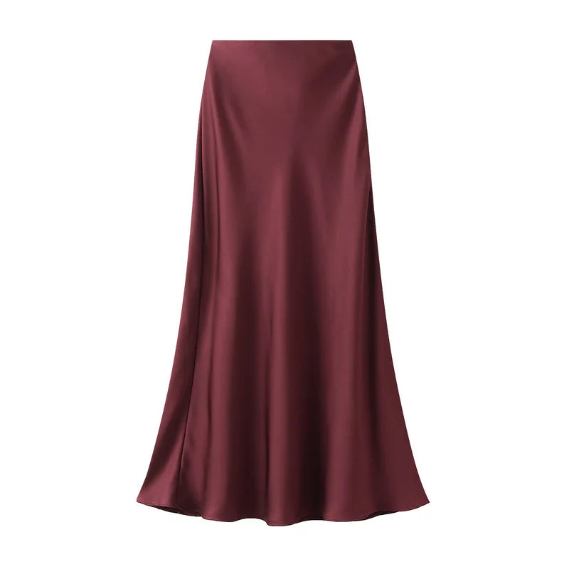 Temperament Elegant Satin Fishtail Skirt Mujer Faldas Vintage Maxi Skirts Women Party Wear Vestido De Festa Fashion Clothes