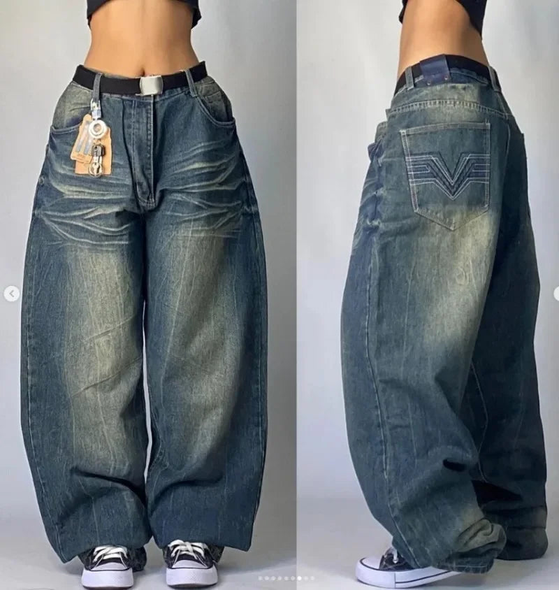Y2K New Vintage Style Flare Jeans Women Low Waist Stretch Denim Pants With Contrast Waistband Casual Streetwear Trousers