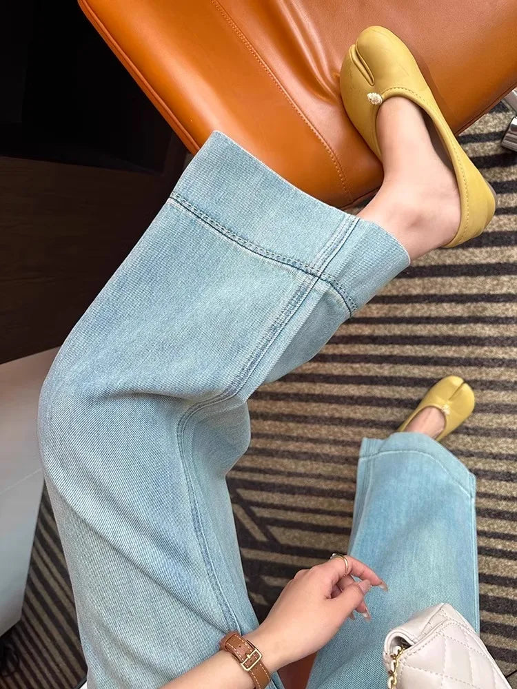 Women's Plus Size Straight-Leg Jeans Autumn Slimming Bell Bottoms 2025 New Arrival Trendy Pants Nine-Point Length