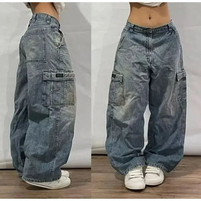 Y2K New Vintage Style Flare Jeans Women Low Waist Stretch Denim Pants With Contrast Waistband Casual Streetwear Trousers