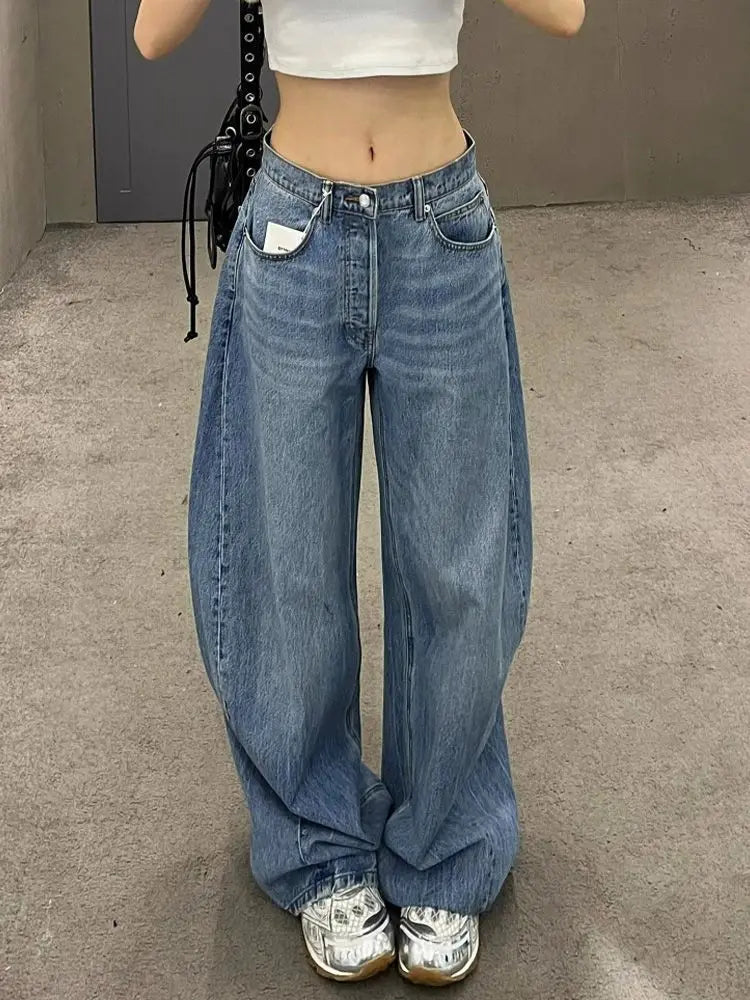 Gradient Spring 2025 Blue Jeans for Women's Y2K Retro Jeans, niche, high-end, classic letter hot stamping