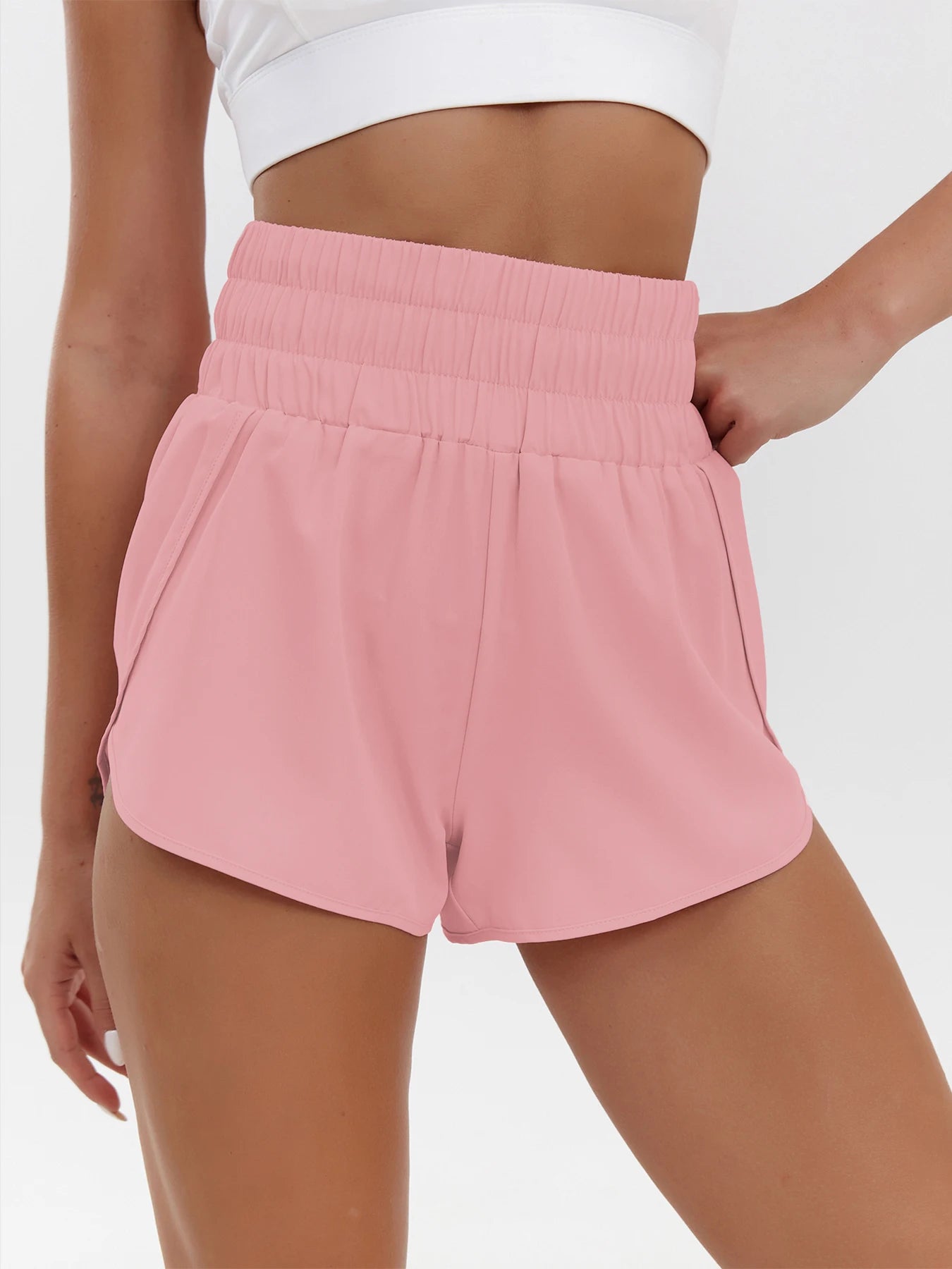 2025 New European and American Women's Shorts High Waist Elastic Loose Quick-drying Sports Casual Shorts Breathable Pants