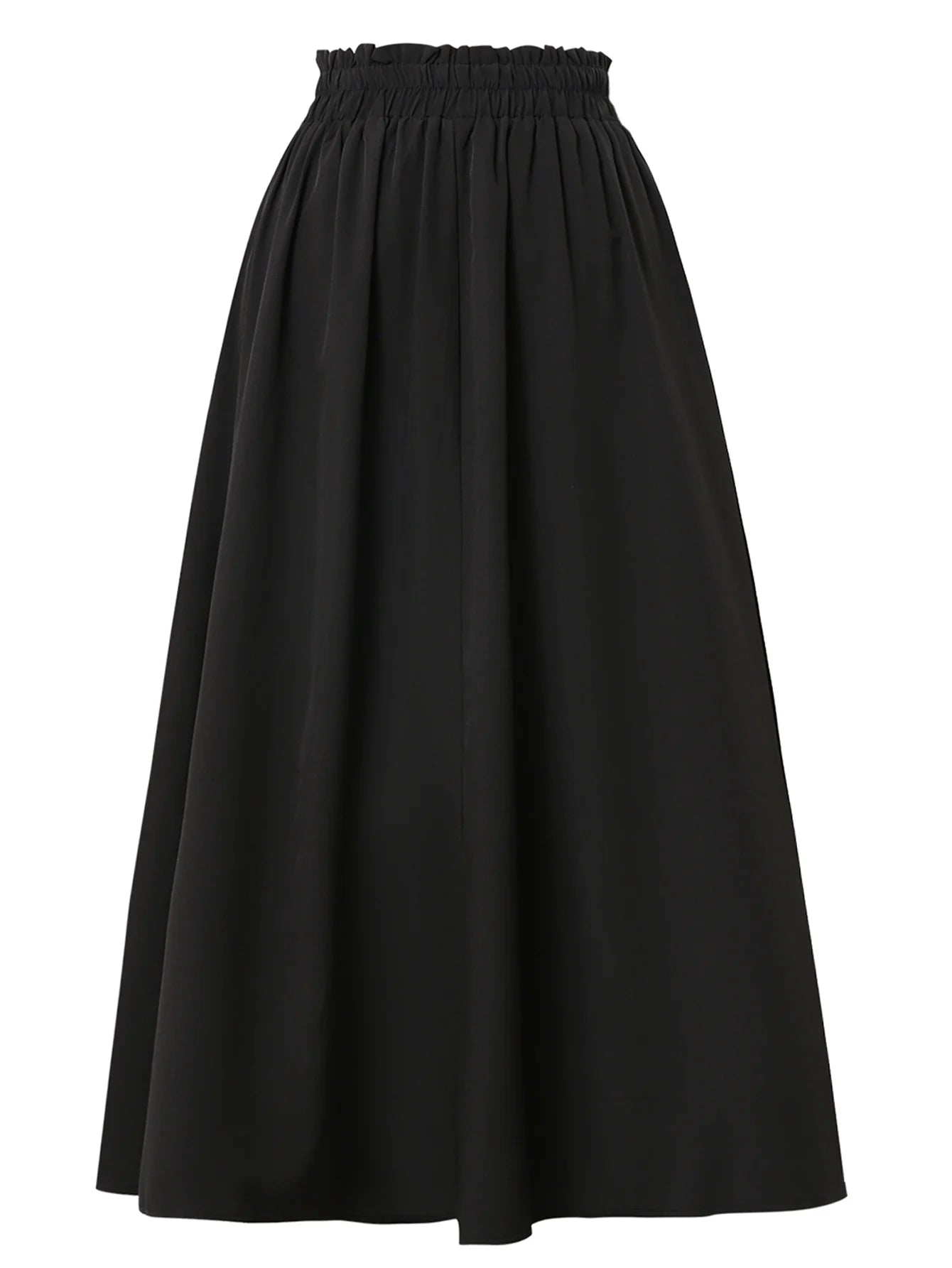 Women's Black High Waist Drawstring Maxi Skirt | A-Line Flowy Loose Fit Skirt | Casual Office Daily Wear Skirt