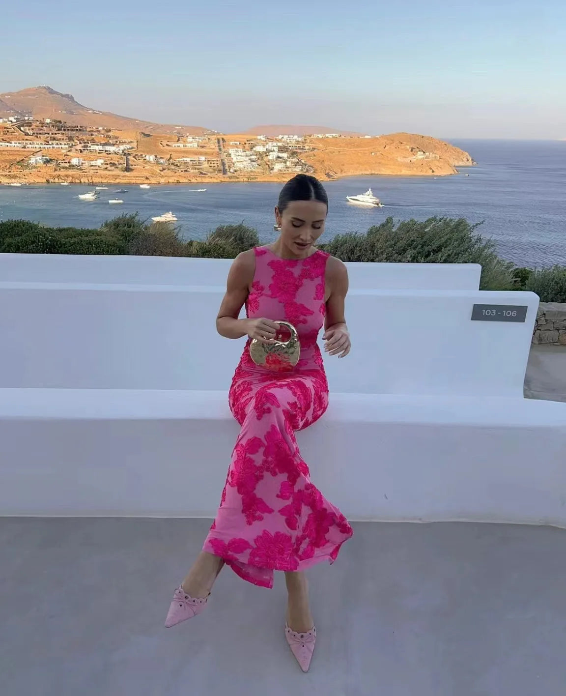 VEITCHE Elegant Women Sleeveless 3d Flowers Party Dress Embroidery Mesh Slim Hip Package Female Fshion Maxi Dresses Summer Robe