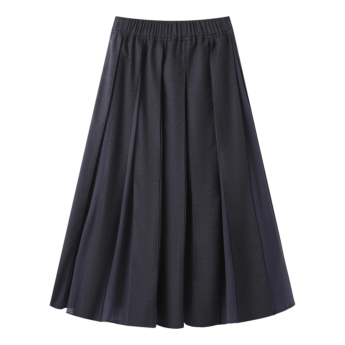 KL7523327 Women's Elegant Pleated Midi Skirt Chiffon A-Line Wool Blend Fall Clothing