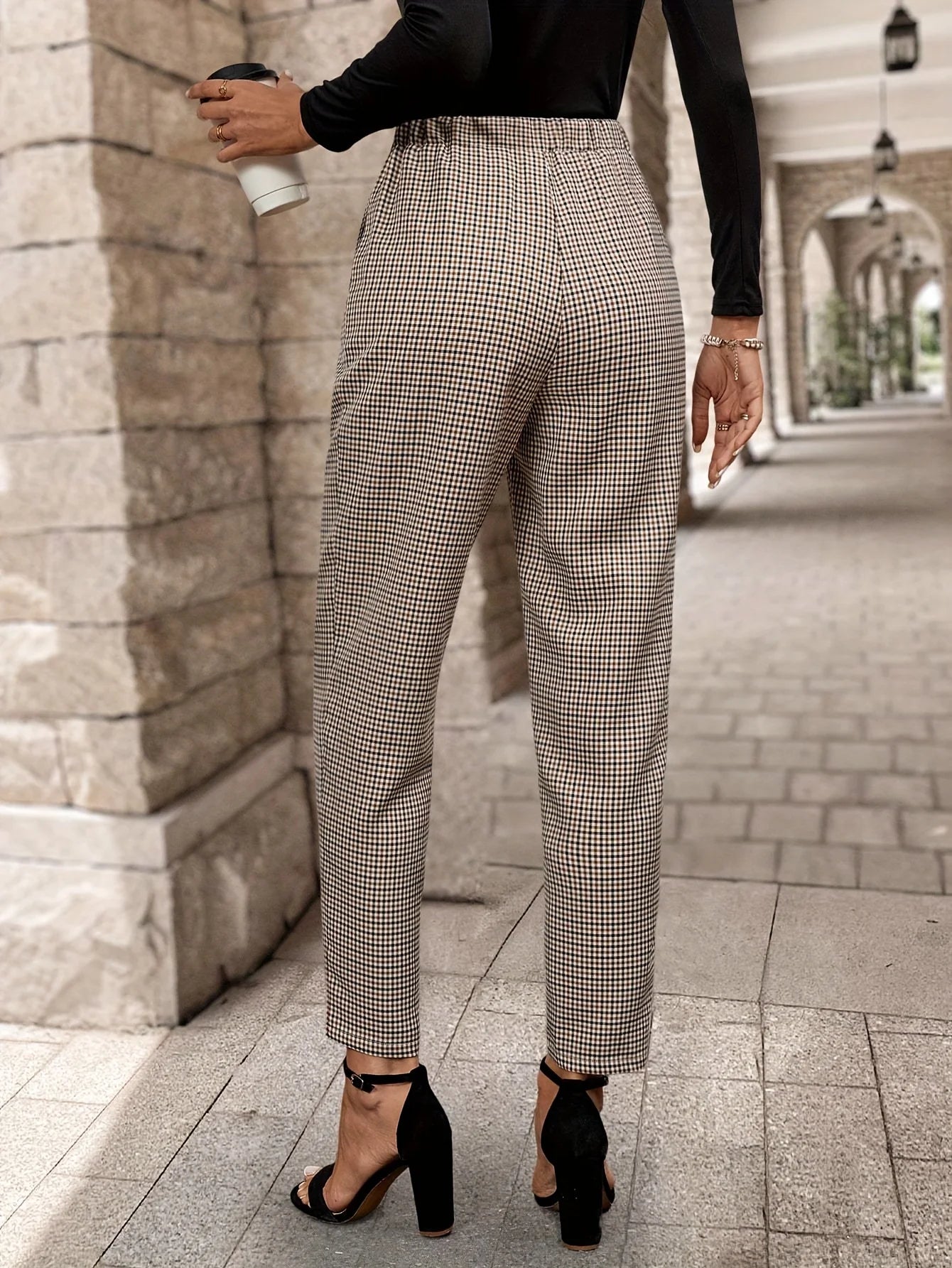 Simple Plaid Wide-Leg Pants, Loose, Versatile, Commuter-Friendly, Elegant and Fashionable Trousers