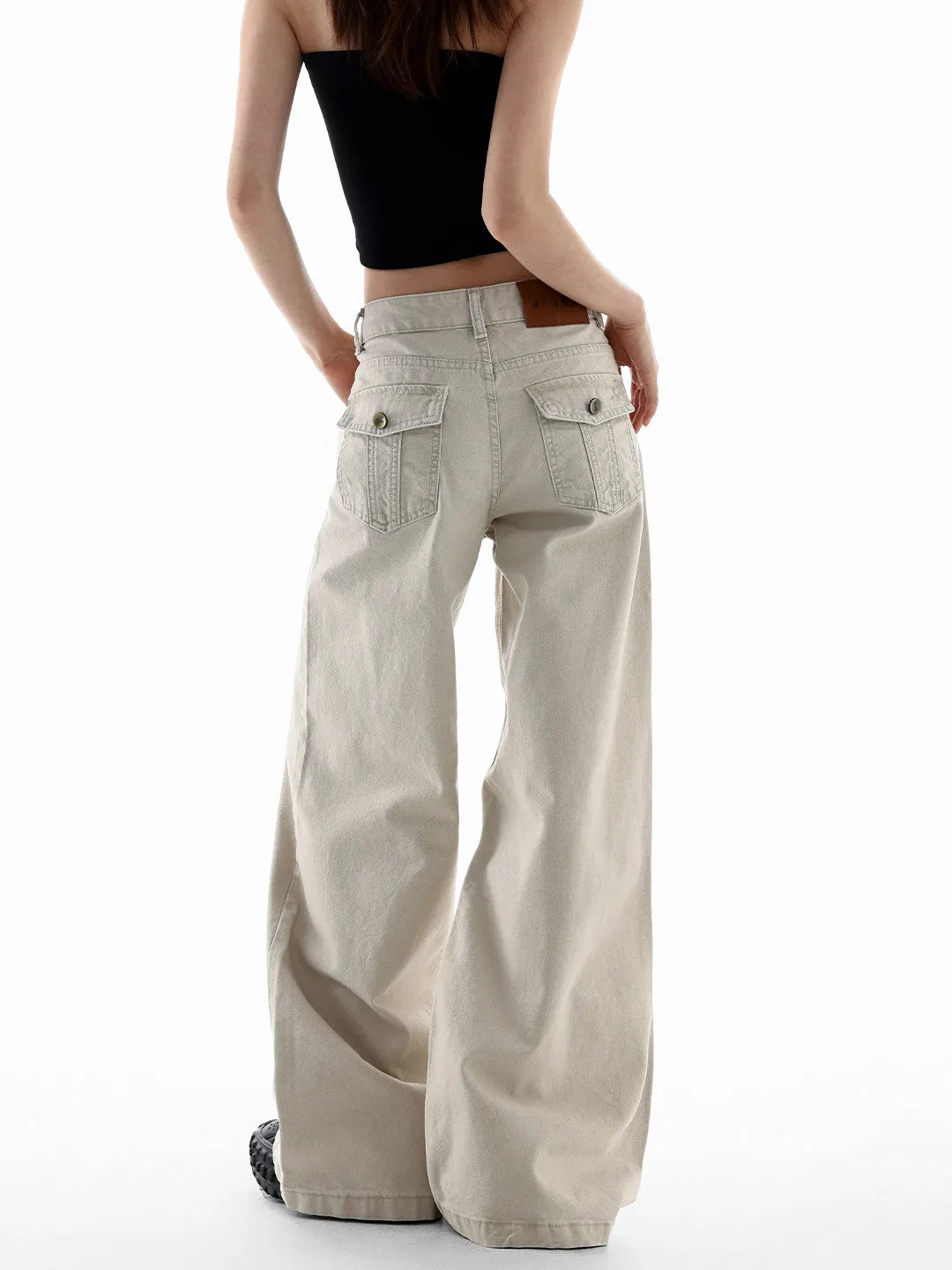 American Vintage 2000s Style High Waist Jeans Pants Spring Fashion Women's Baggy Y2K Wide Leg Denim Trouser Female Clothes